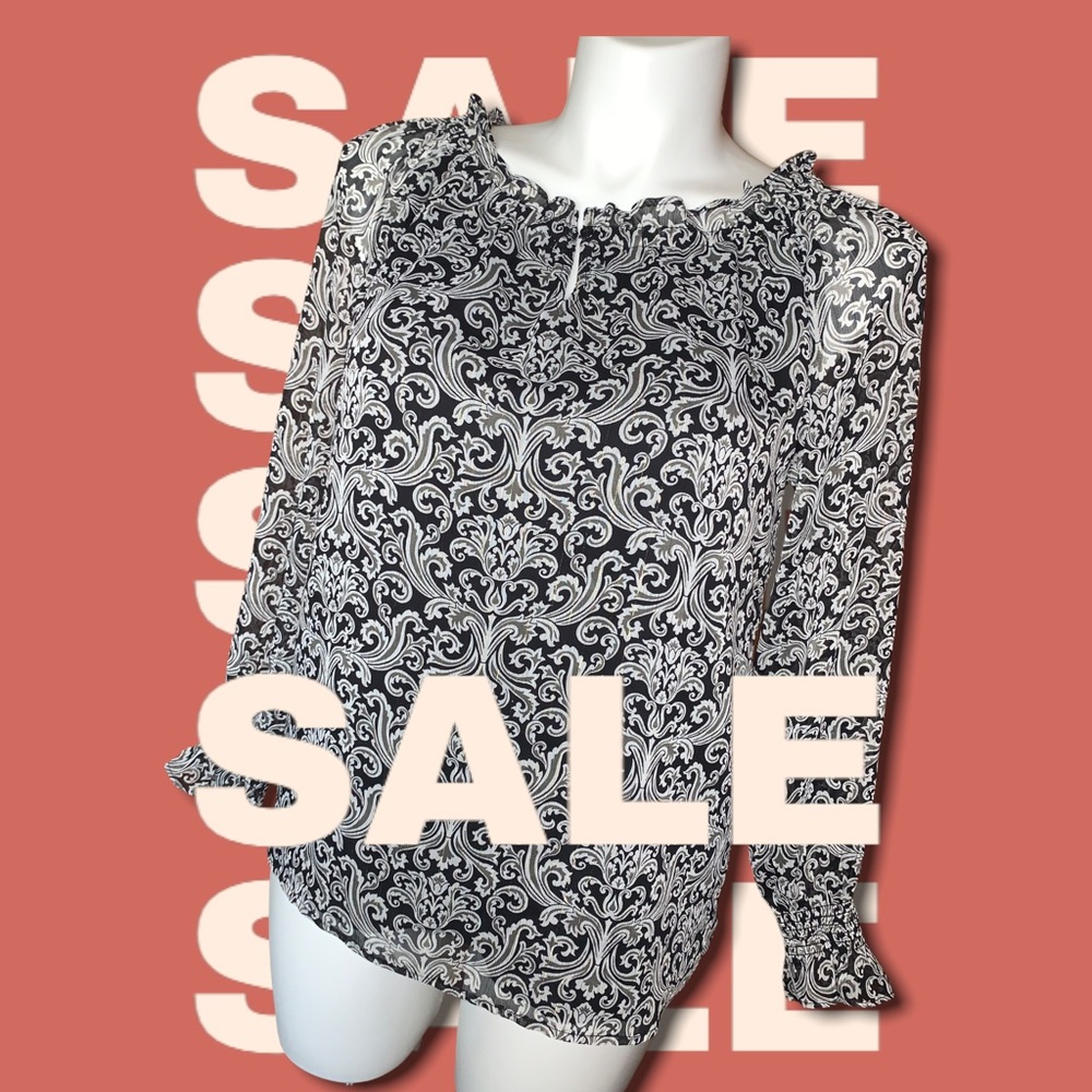 Talbots floral Print Long-Sleeve Blouse, Size M